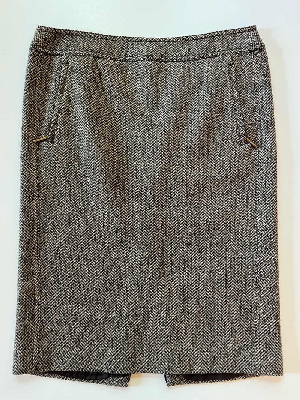 S MAX MARA ITALY Straight Brown Grey Wool Tweed Pencil Skirt. Sz 8